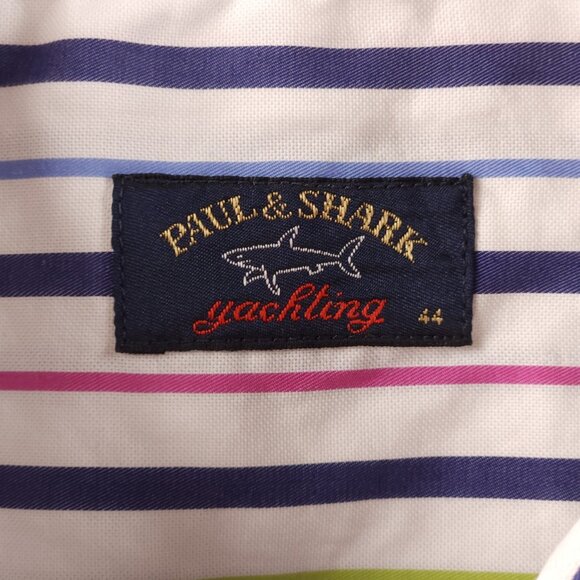 Paul & Shark Button-Down 44 Multicolor Striped Long Sleeve Men Pocket Shirt - Picture 10 of 16